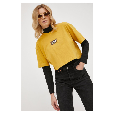 Bavlněné tričko HUF žlutá barva