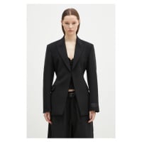 Vlněné sako VETEMENTS Hourglass Tailored černá barva, jednořadá, hladká, WA66JA420B