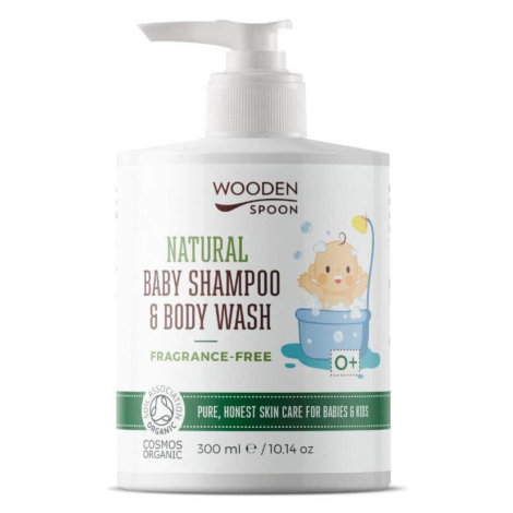 Wooden Spoon Dětský sprchový gel a šampon na vlasy bez parfemace 2v1 BIO 300 ml WoodenSpoon