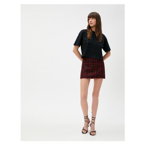 Koton Plaid Mini Tweed Skirt