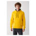Avva Yellow Unisex Sweatshirt Hooded Inner Collar Fleece 3 Thread Cotton Regular Fit