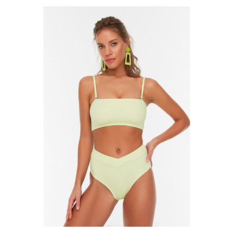 Trendyol Green Textured High Waist Bikini Bottom