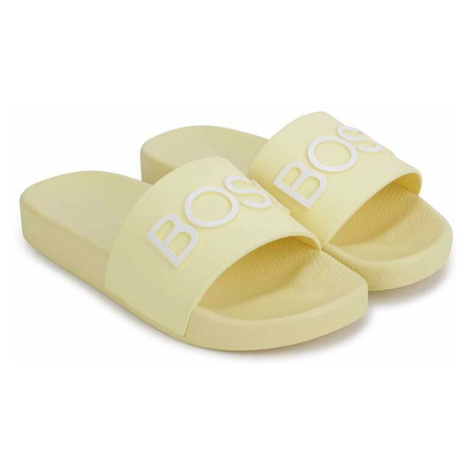 Dětské pantofle BOSS žlutá barva Hugo Boss
