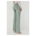 Manšestrové kalhoty Twinset zelená barva, high waist
