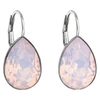 Evolution Group Stříbrné náušnice visací s krystaly Swarovski růžová slza 31231.7 rose water opa