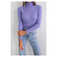 BİKELİFE Women's Lilac Lycra Flexible Neck Knitwear Sweater