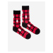 Černo-červené dámské vzorované ponožky Fusakle sromec cerveny