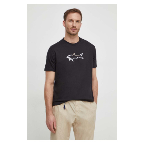 Bavlněné tričko Paul&Shark černá barva, s potiskem, 24411085 Paul shark