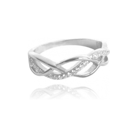 Dámský stříbrný splétaný prsten se zirkony JMAN0100SR