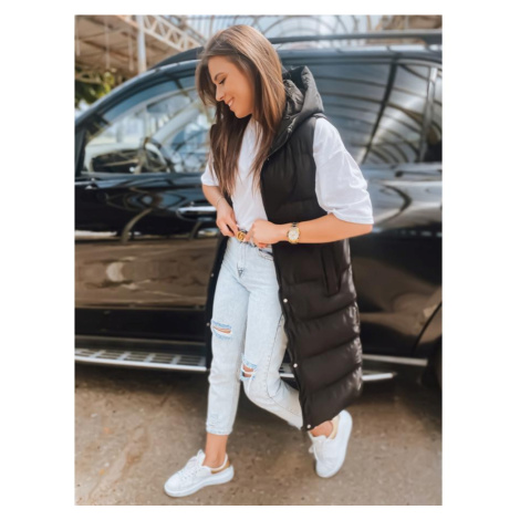 Dlouhá dámská vesta v černé barvě DStreet