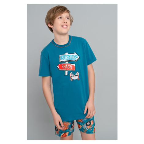 Dětské pyžamo Italian Fashion Krab - krátké Mořská zeleň