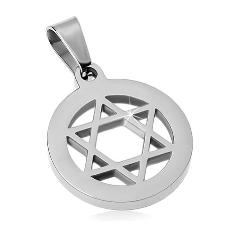 Přívěsek z chirurgické oceli, Davidova hvězda v kruhu Šperky eshop