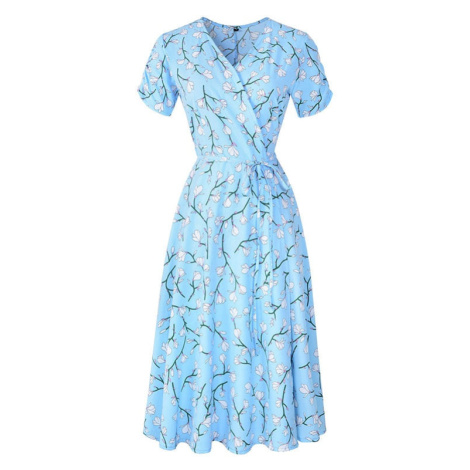 Šifonové šaty s obálkovým výstřihem a květovaným vzorem