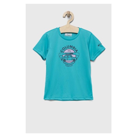 Dětské tričko Columbia Mirror Creek Short Sleeve Graphic Shirt tyrkysová barva