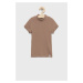 Dětské tričko Abercrombie & Fitch hnědá barva, s pologolfem