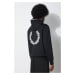 Mikina Fred Perry Double Graphic Hooded Sweat pánská, černá barva, s kapucí, s potiskem, M7716.1