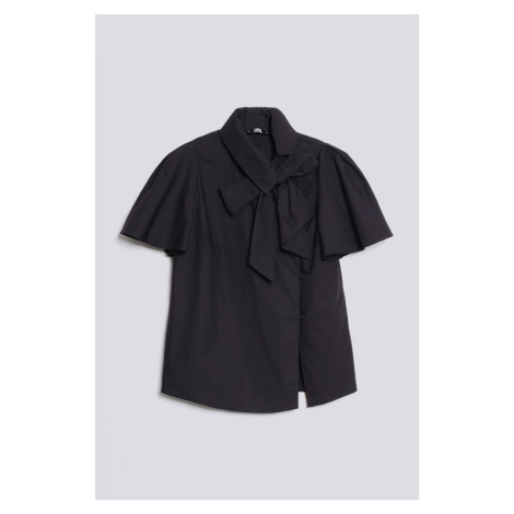 Košile karl lagerfeld poplin shirt w/neck bow černá