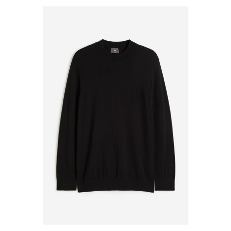 H & M - Jemně pletený svetr's přiléhavým límcem Slim Fit - černá H&M