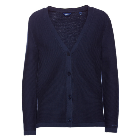 SVETR GANT D1. TEXTURED COTTON CARDIGAN modrá