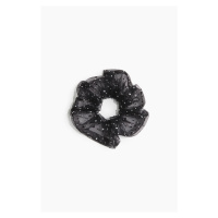 H & M - Rhinestone-embellished mesh scrunchie - černá