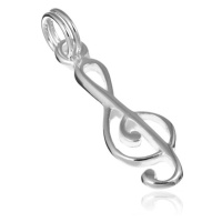 Přívěsek ze stříbra 925 - lesklý houslový klíč