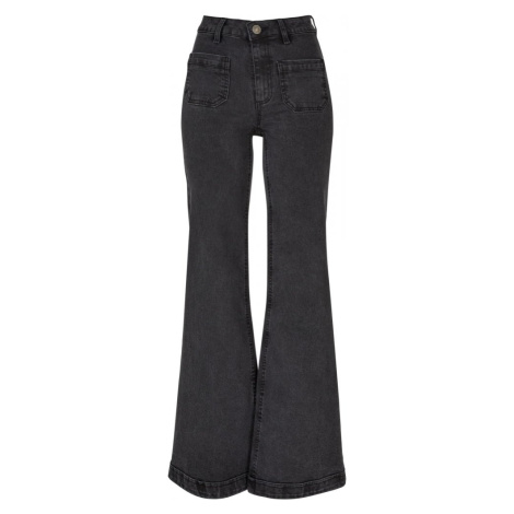 Ladies Vintage Flared Denim Pants - black washed Urban Classics