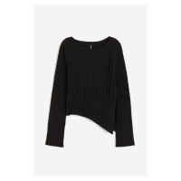 H & M - Žebrovaný svetr's asymetrickým dolním lemem - černá