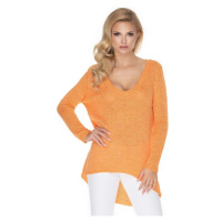 Peekaboo Dámský volný oversize svetr s výstřihem do V Ercsi Oranžová