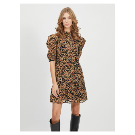 Hnědé šaty s leopardím vzorem .OBJECT-Eliza