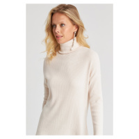 Cool & Sexy Women's Vanilla Turtleneck Ribbed Knitwear Sweater