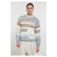 Trendyol Grey Unisex Crew Neck Landscape Knitted Sweater