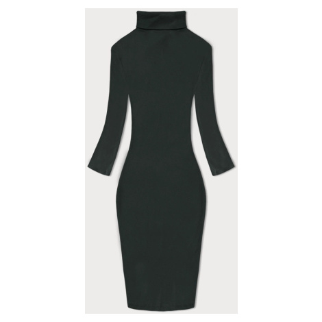 Vypasované žebrované šaty v tmavé khaki barvě s rolákem Rue Paris (5133) Factory Price
