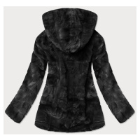 Černá dámská bunda - kožíšek s kapucí (BR9742-1)