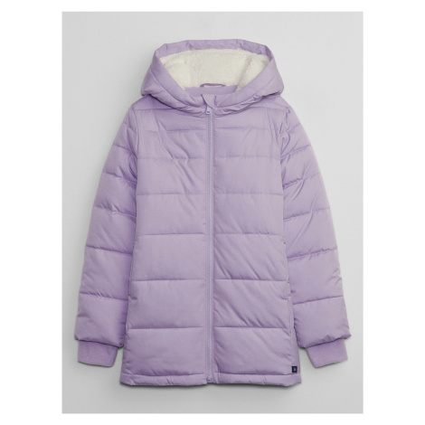 Světle fialová holčičí zimní prošívaná bunda s kapucí GAP