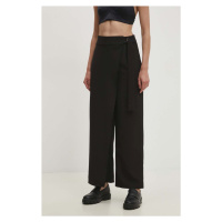 Kalhotová sukně Answear Lab černá barva, high waist