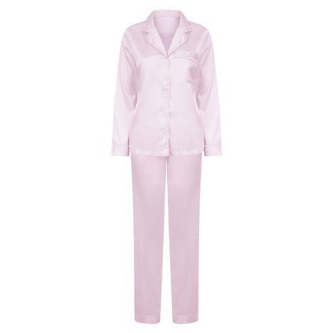 Towel City Dámské saténové dlouhé pyžamo TC055 Light Pink