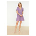 Trendyol fialové tkané šaty s knoflíky