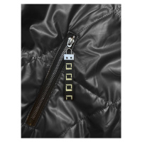 Krátká černá lesklá dámská bunda se stojáčkem (5M3195)