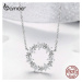 Stříbrný náhrdelník s přívěskem květinový kroužek BSN028 LOAMOER
