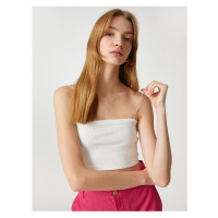 Koton Crop Corded Tank Top with Shiny Stones and Thin Straps