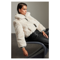 Trendyol Ecru Oversize Mold Faux Leather Detailed Für Bomber Coat