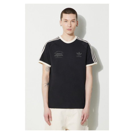 Bavlněné tričko adidas Originals černá barva, s aplikací, IS1413