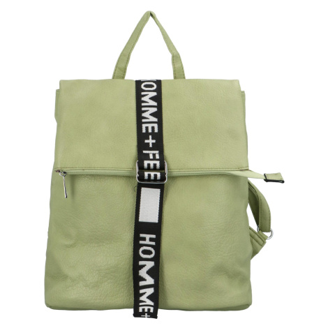 Trendový dámský koženkový batoh Pelias, pastelově zelená Sara Moda