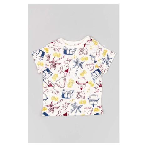 Dětské bavlněné tričko zippy béžová barva, s potiskem