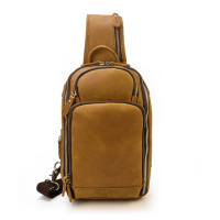 Classic kožený batoh pánská taška před hrudník s USB