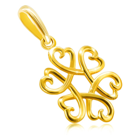 Zlatý 14K přívěsek - navzájem proplétané linie malých srdíček, hladký povrch Šperky eshop