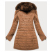 Rudý dámský zimní kabát s kožešinou (LD5520BIG)