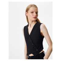 Koton Double Breasted Vest Buttoned V Neck