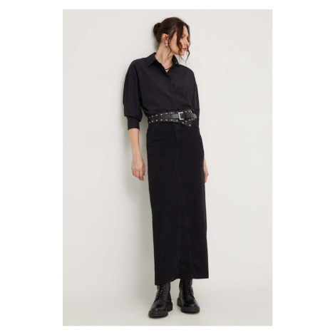 Džínová sukně Answear Lab černá barva, maxi