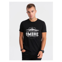 Ombre Clothing Jedinečné černé krátké tričko s potiskem V1 tspt-0164